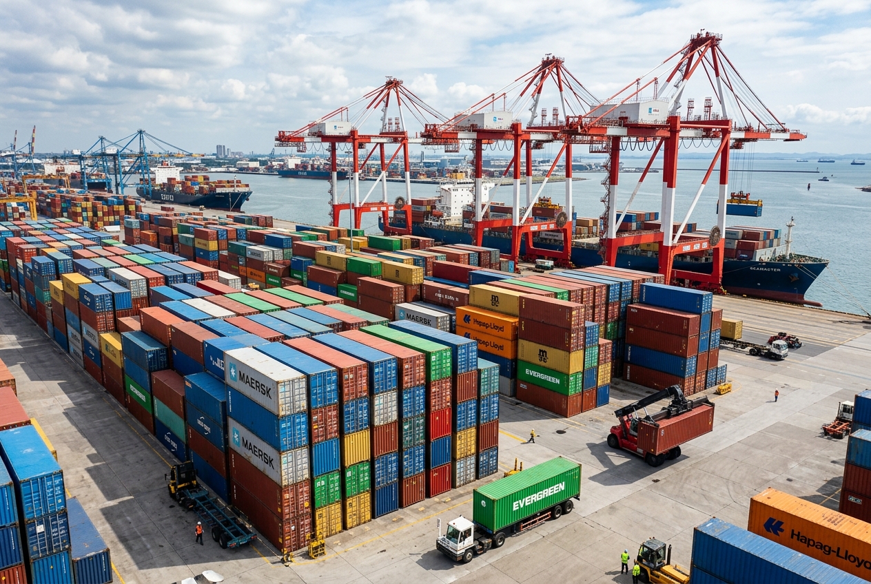 Full container load - shipping containers at terminal
